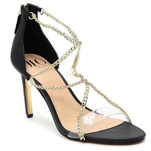 Jennifer Lopez Black and Gold Chain Heels